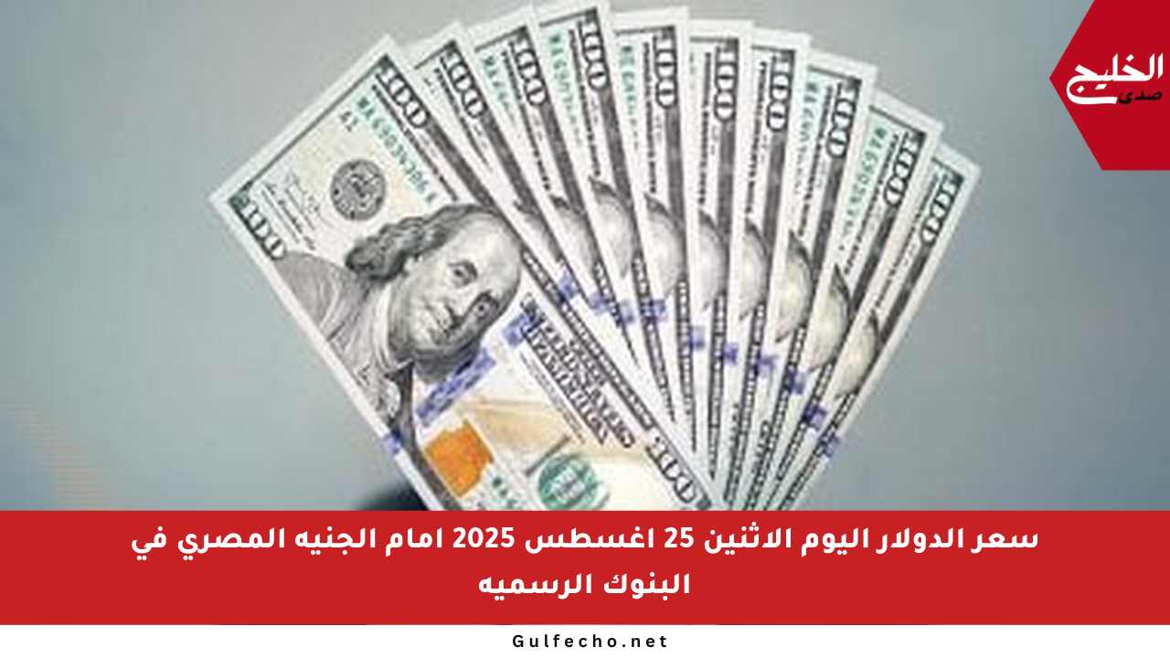 سعر الدولار اليوم الإثنين 25 أغسطس 2025 أمام الجنيه المصري في البنوك الرسمية